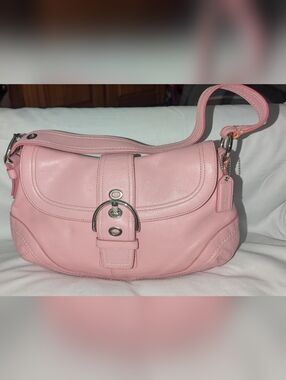 Coach Large Pink Leather Soho Y2K Bag with Buckle Detail.F 10910